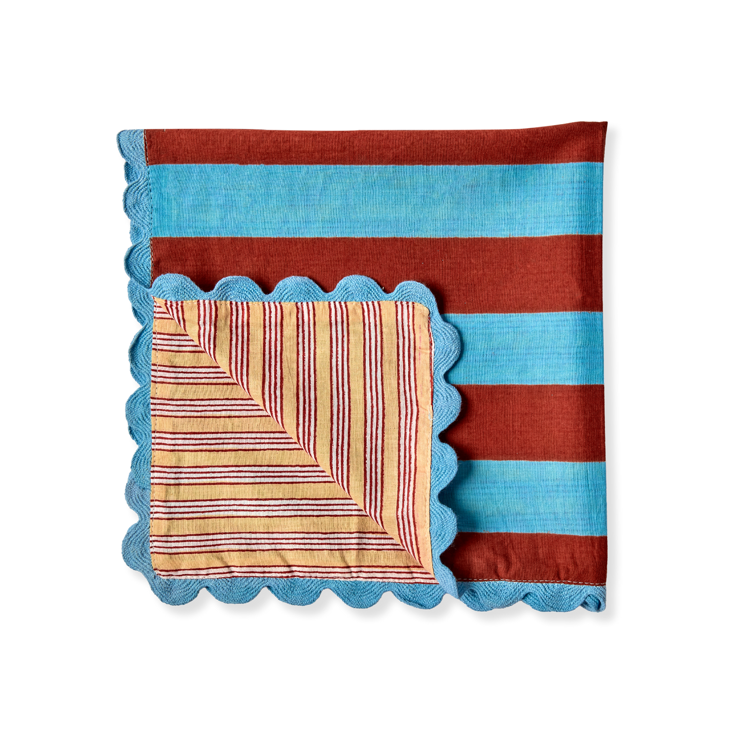 Set 2 Tovaglioli Double Face Azzurro/Bordeaux
