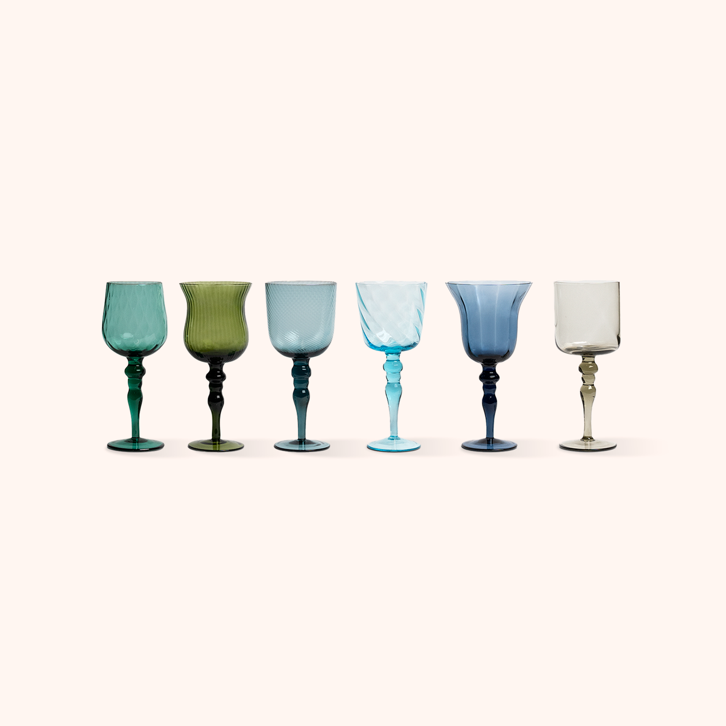 Set 6 Calici Vino Texture Nuance Blu/Verde