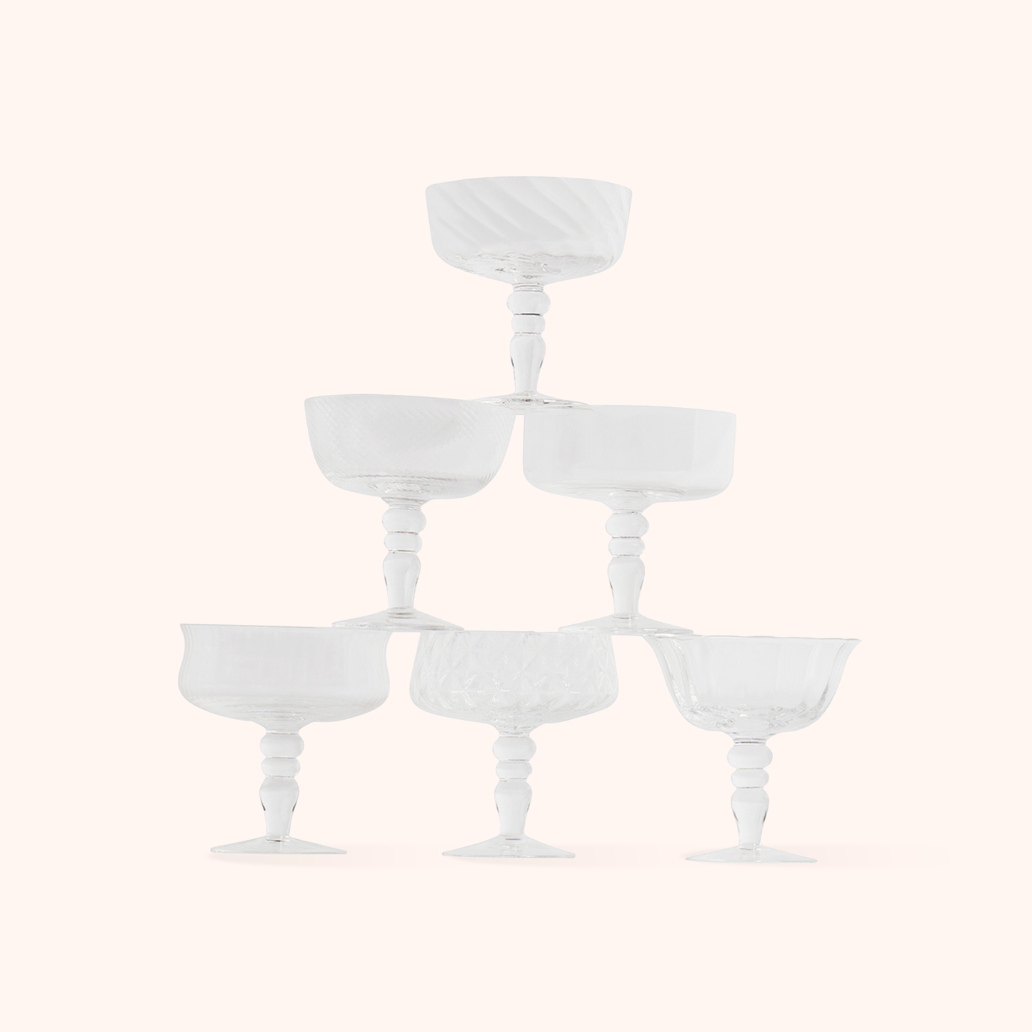Set 6 Coppette Champagne Texture Trasparente