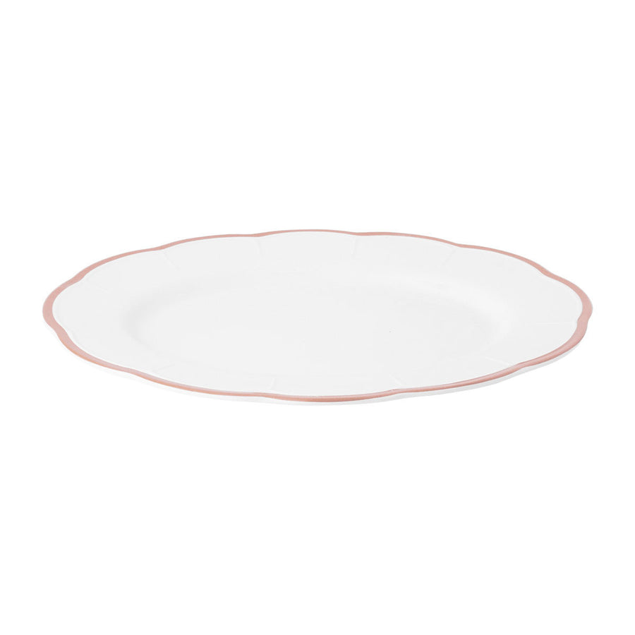 Round Platter Pink Scalloped Rim