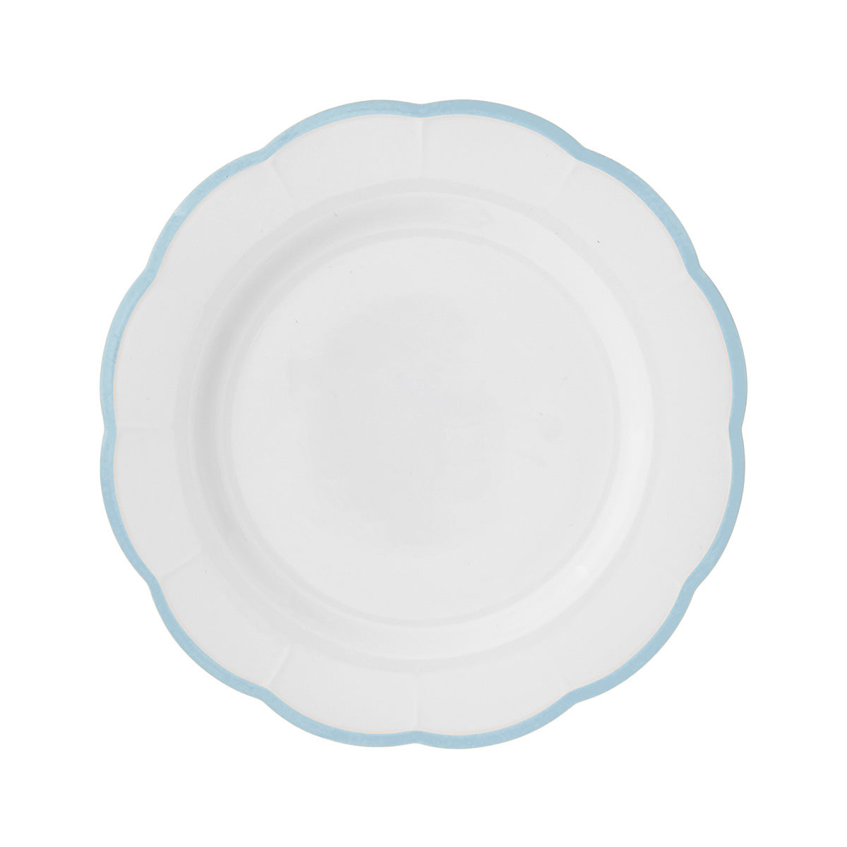 Dinner Plate Scalloped Light Blue Rim x8
