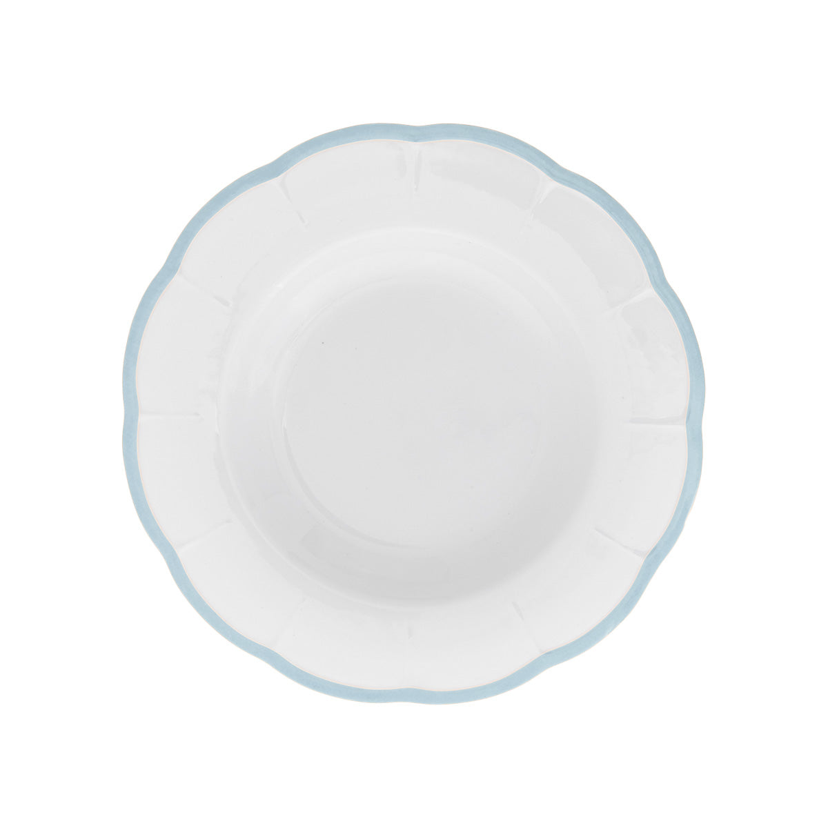 Deep Plate Light Blue Scalloped Rim x8