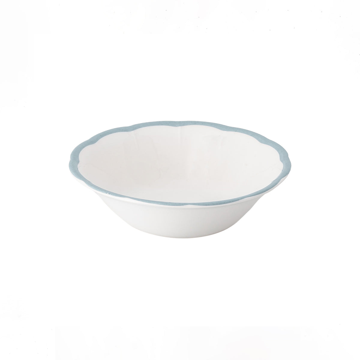 Cereal Bowl Light Blue Scalloped Rimx6