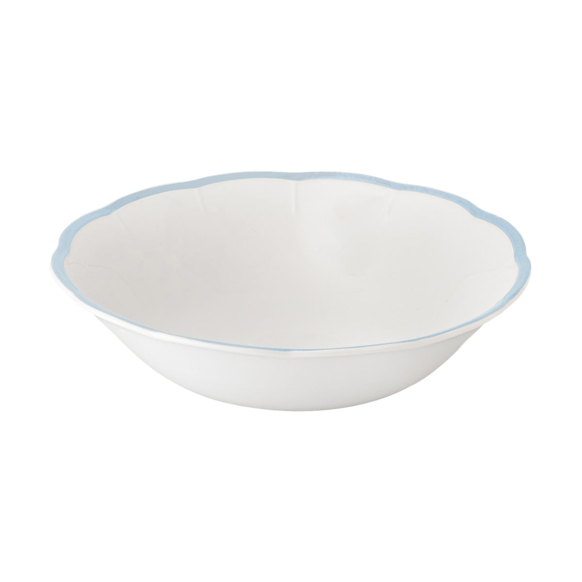Salad Bowl Light Blue Scalloped Rim