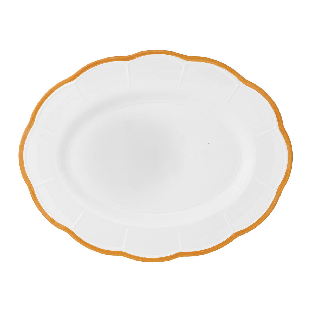 Oval Platter Ocher Scalloped Rim