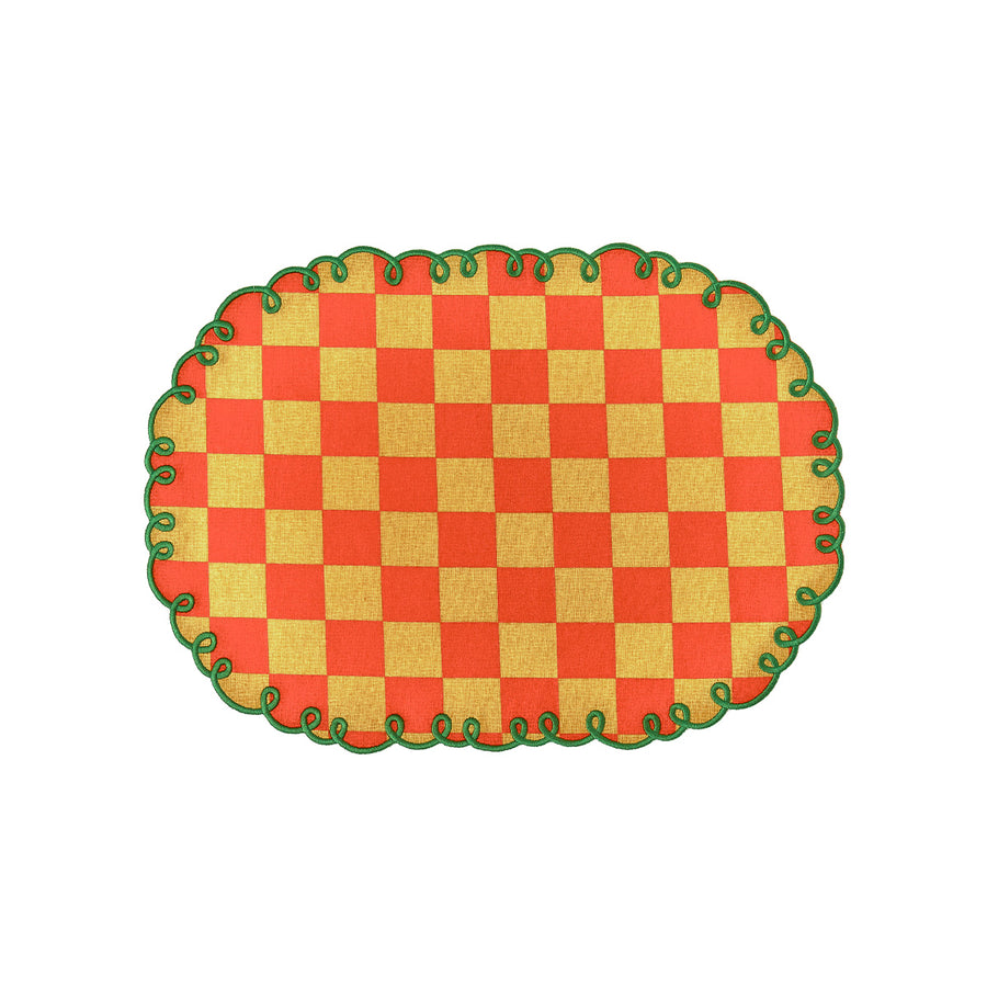 Set of 2 placemats with embroidered edge
