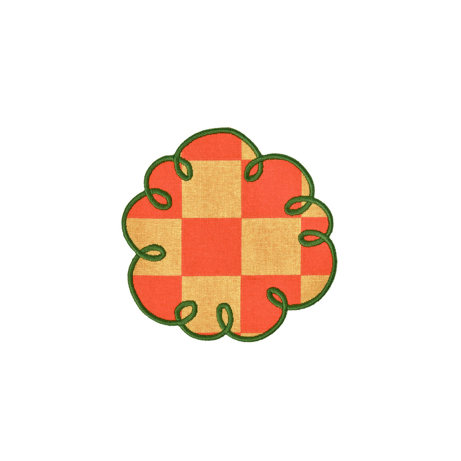 Set of 2 embroidered edge coasters