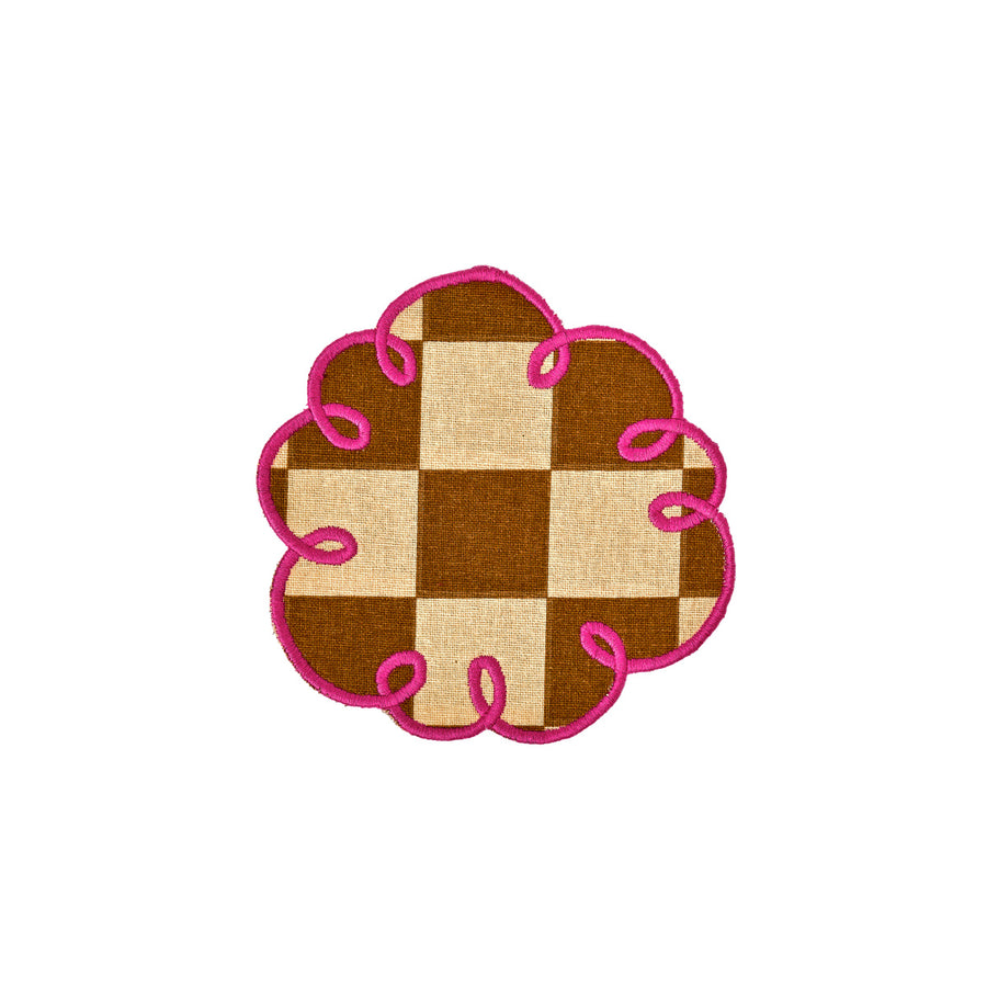 Set of 2 embroidered edge coasters