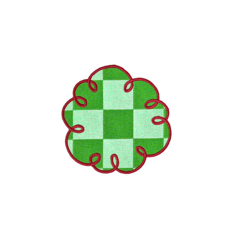 Set of 2 embroidered edge coasters