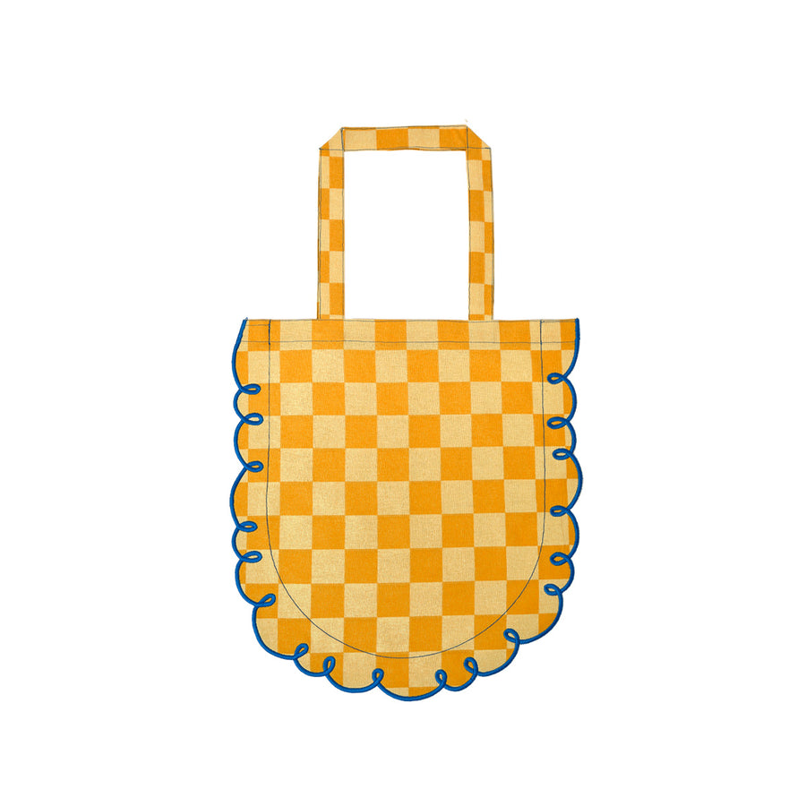 Shopping bag with embroidered edge