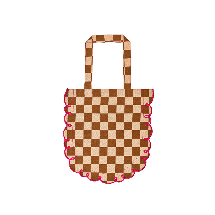 Shopping bag with embroidered edge