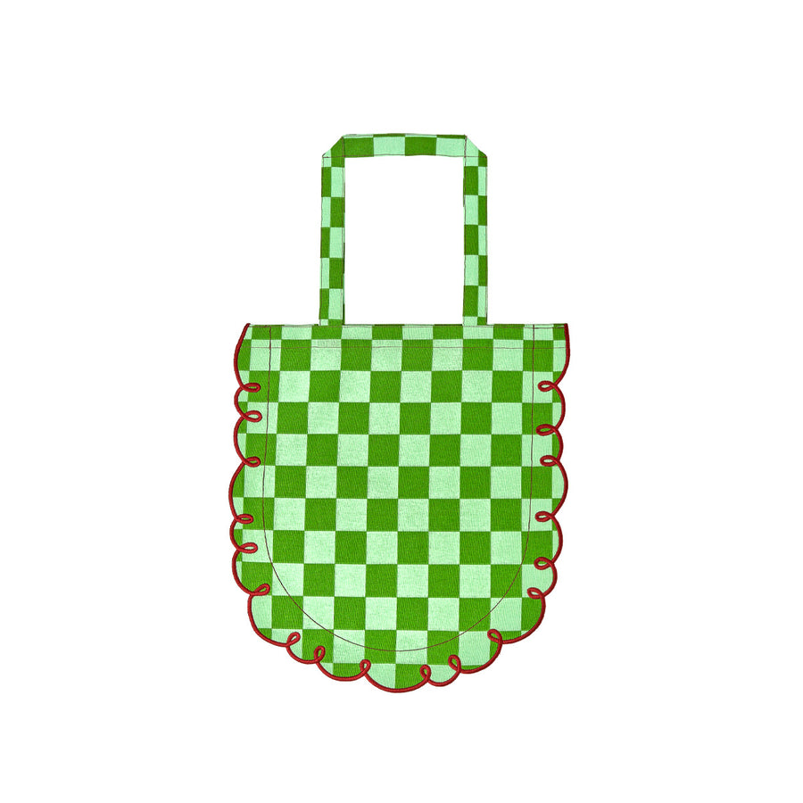 Shopping bag with embroidered edge