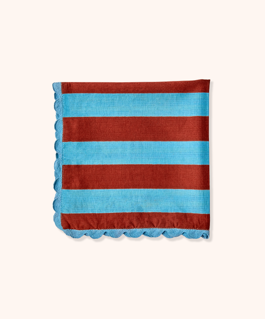 Set 2 Double-Sided Napkins Light Blue/Burgundy
