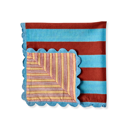 Set 2 Tovaglioli Double Face Azzurro/Bordeaux