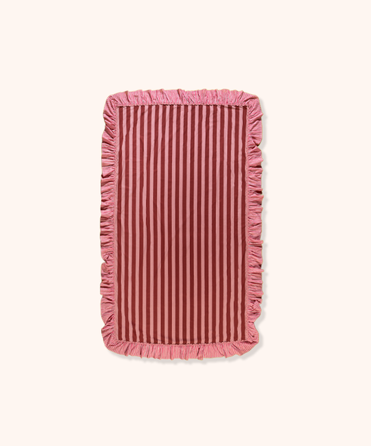 Tablecloth with Bag Pink/Burgundy Stripes