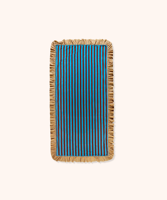 Tablecloth with Bag Blue/Burgundy Stripes