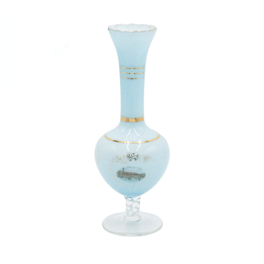 Vaso azzurro con dettagli oro