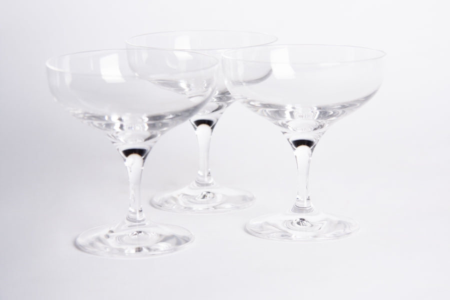 set 6 glass champagne cups
