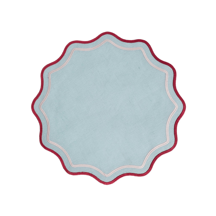 Set 2 tovagliette tonde Azzurro/Rossa/Rosa