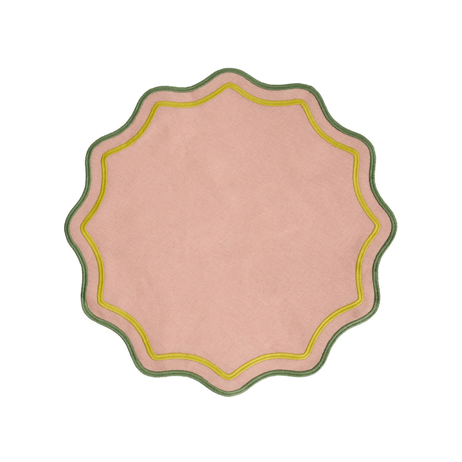 Set 2 tovagliette tonde rosa/verde/lime