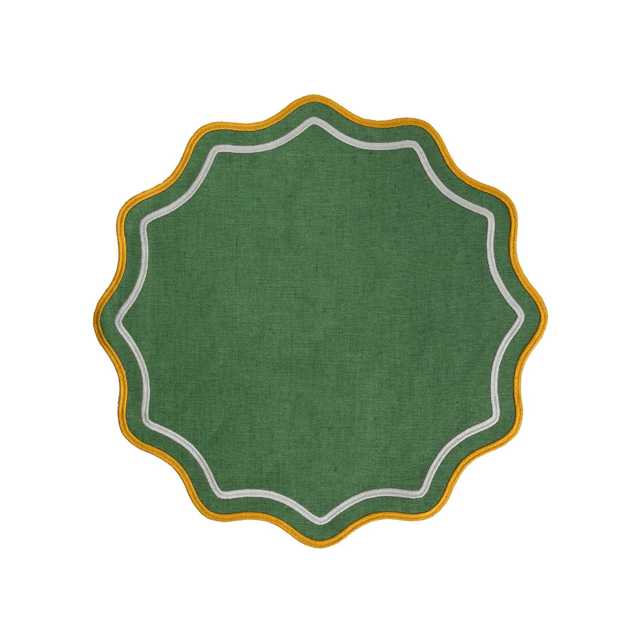 Set 2 tovagliette tonde Verde/Oro/Argento