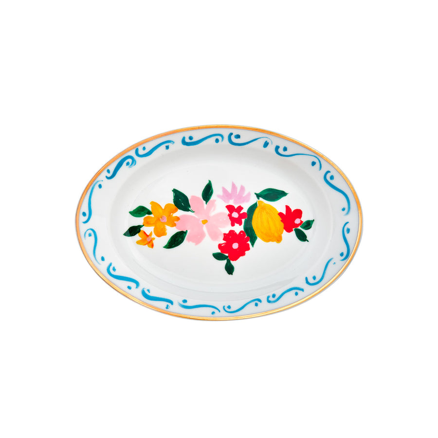 Vassoio Ovale Fiori e Limoni