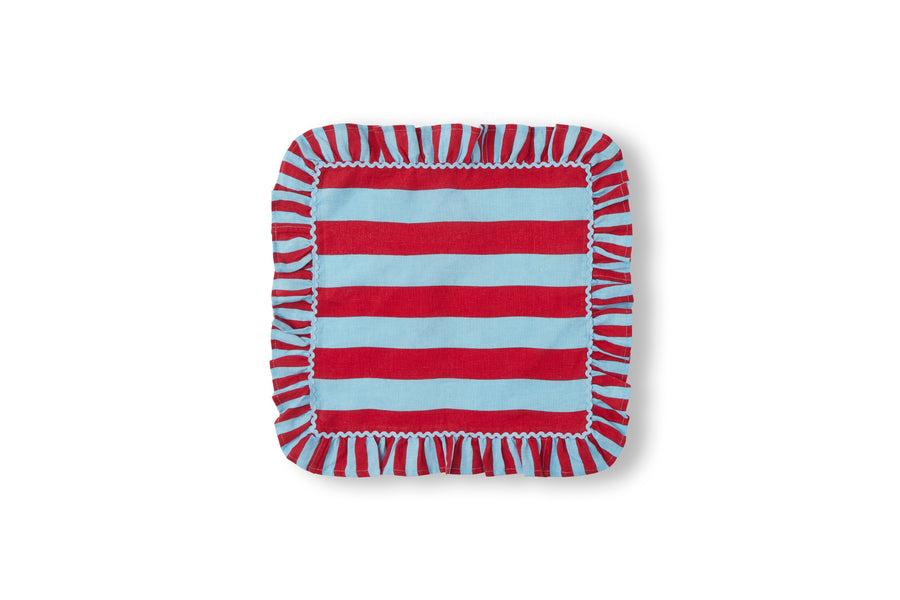 Striped napkin with ruffles