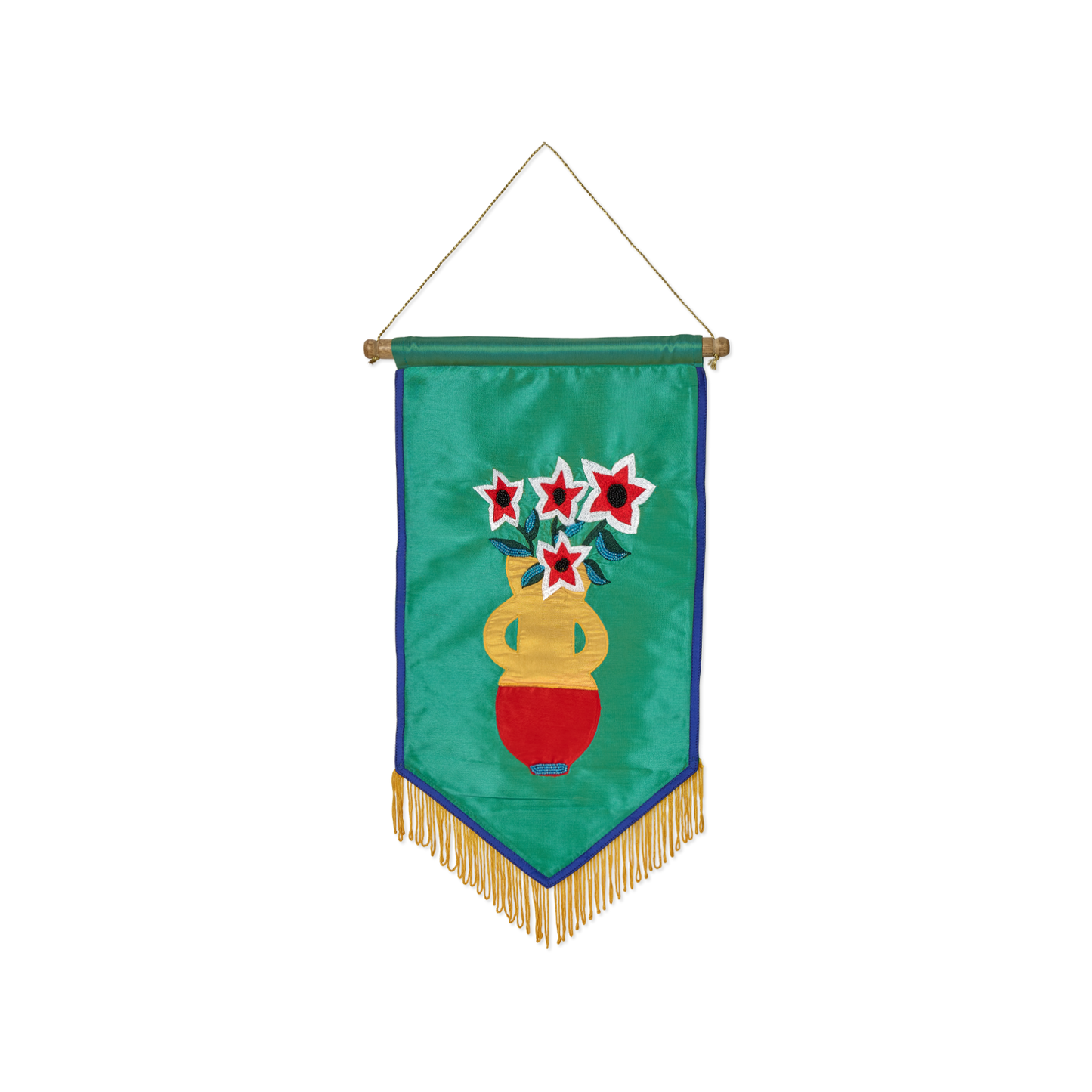 Arazzo Ricamato Fiori Rossi