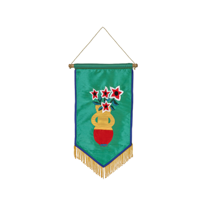 Arazzo Ricamato Fiori Rossi