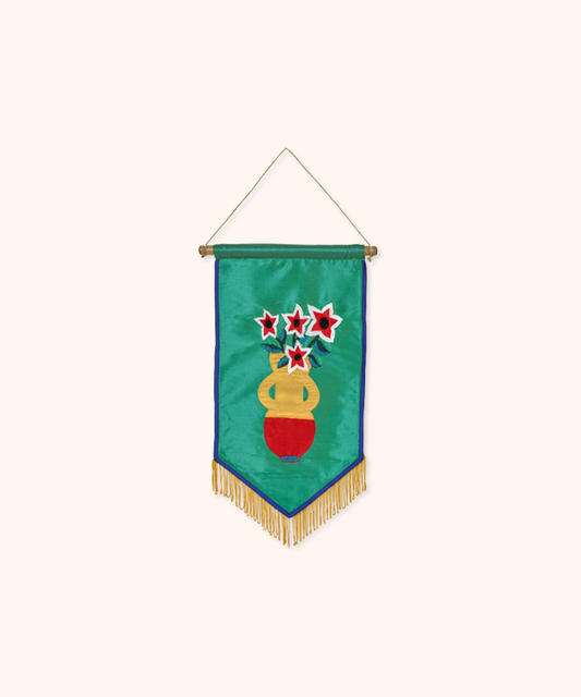 Embroidered Tapestry Red Flowers