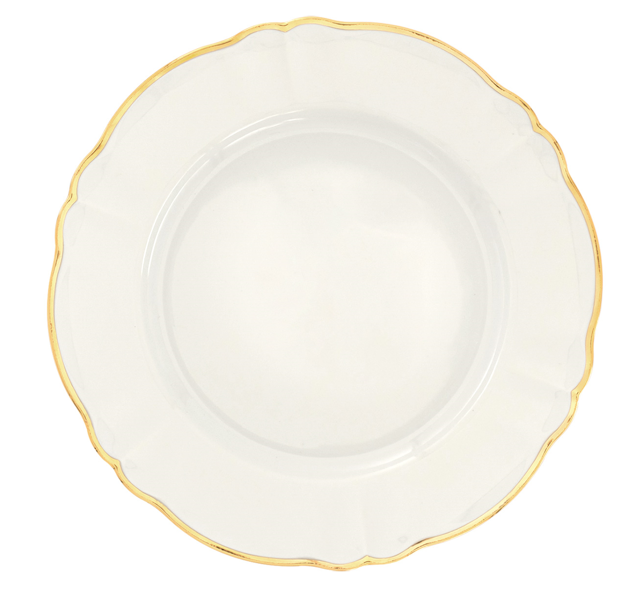 Ivory Round Platter Gold Rim