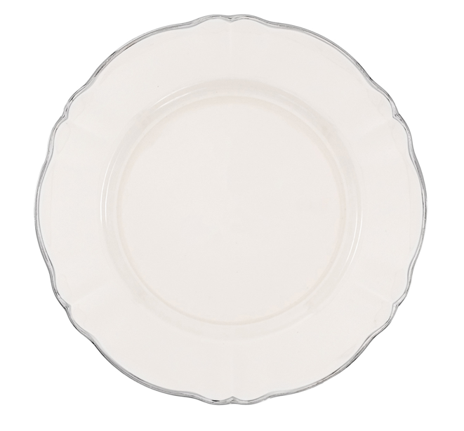 Ivory Round Platter Platinum Rim