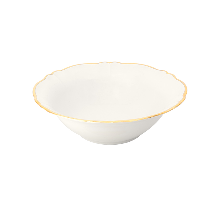 Ivory Salad Bowl Gold Rim