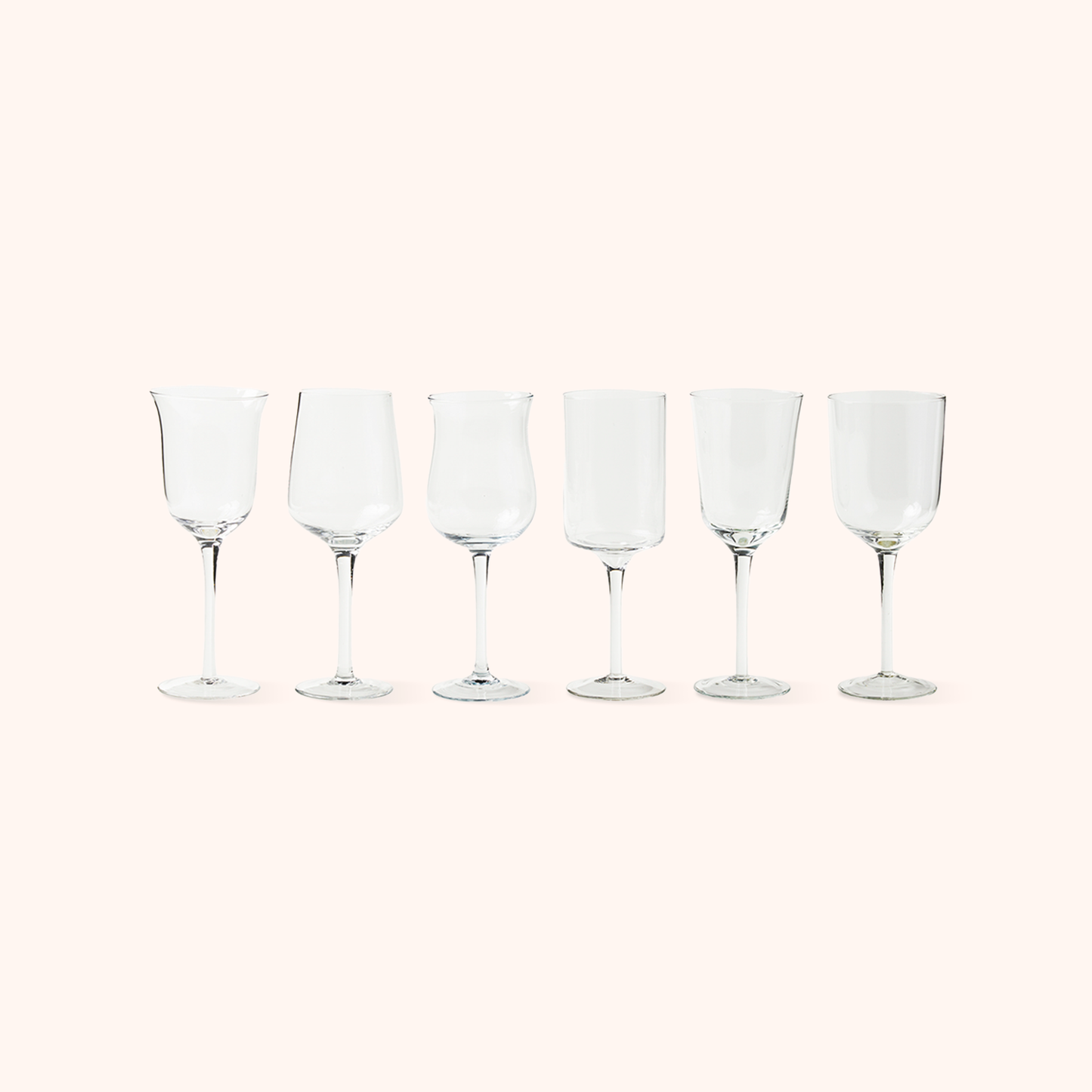 Set 6 Goblets Mixed Shapes Clear