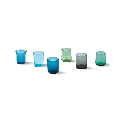 Set of 6 Tumblers Blue/Green Nuances