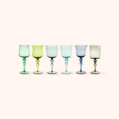 Set 6 Calici Vino Nuance Blu/Verde