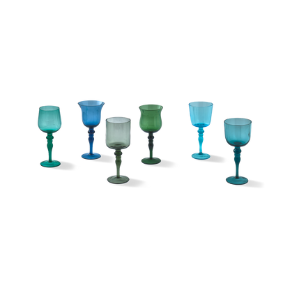 Set 6 Calici Vino Nuance Blu/Verde