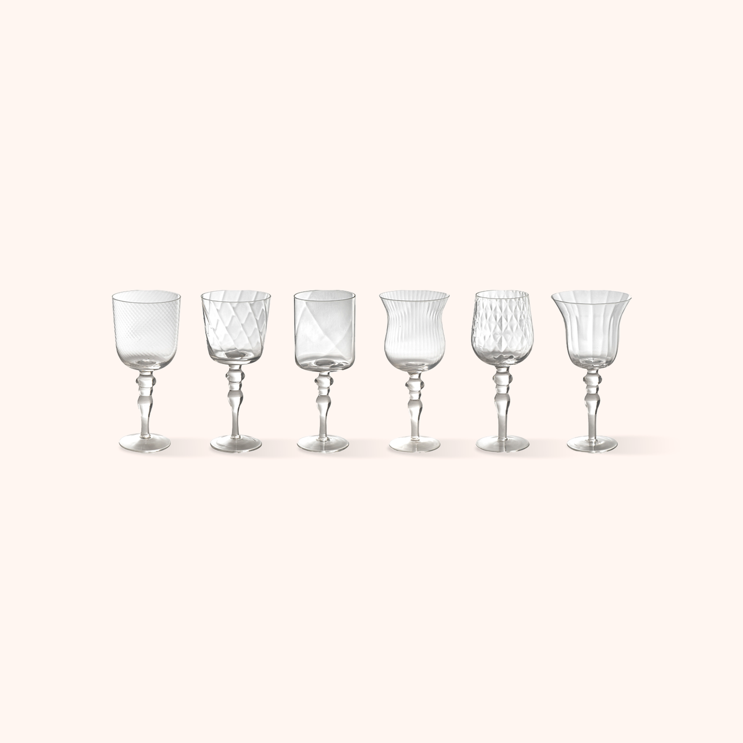Set of 6 Goblets Textures Clear