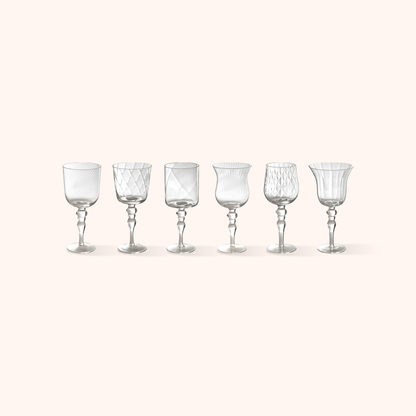 Set of 6 Goblets Textures Clear