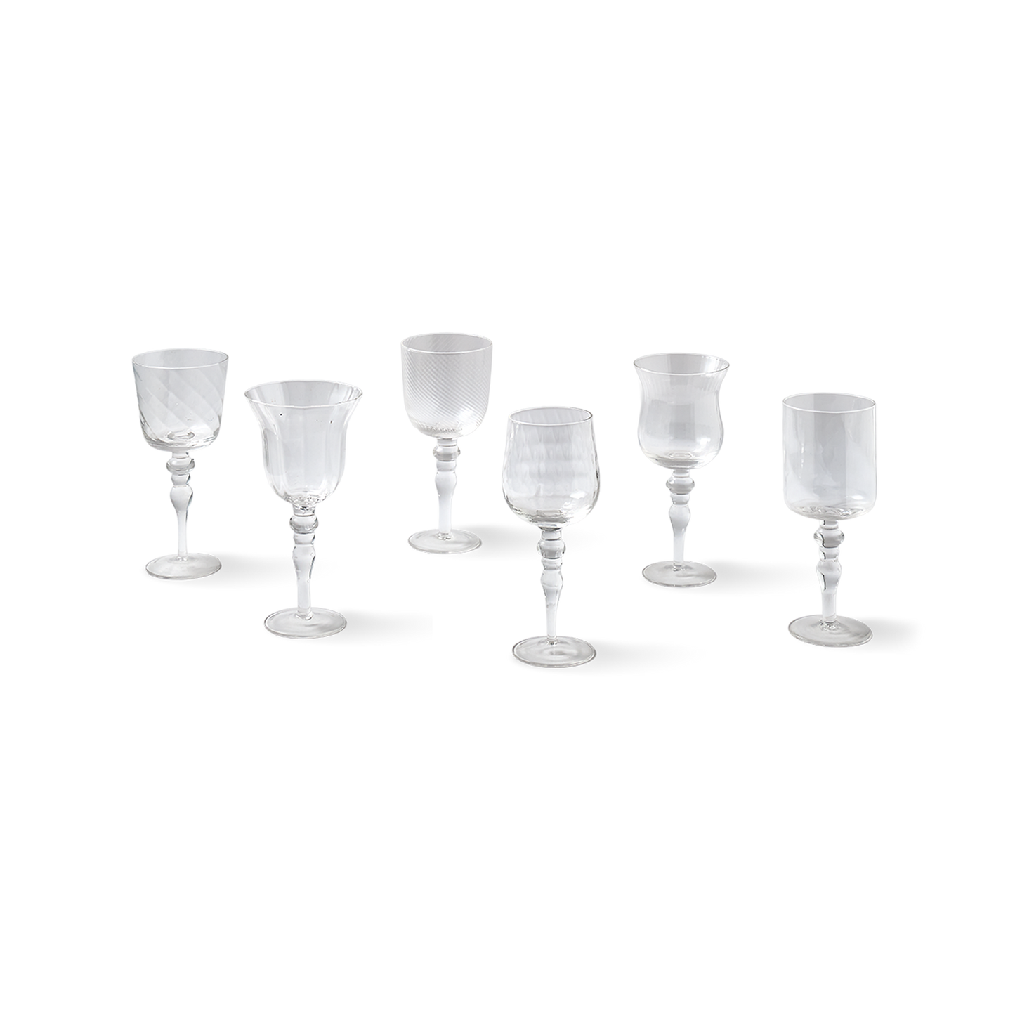Set of 6 Goblets Textures Clear