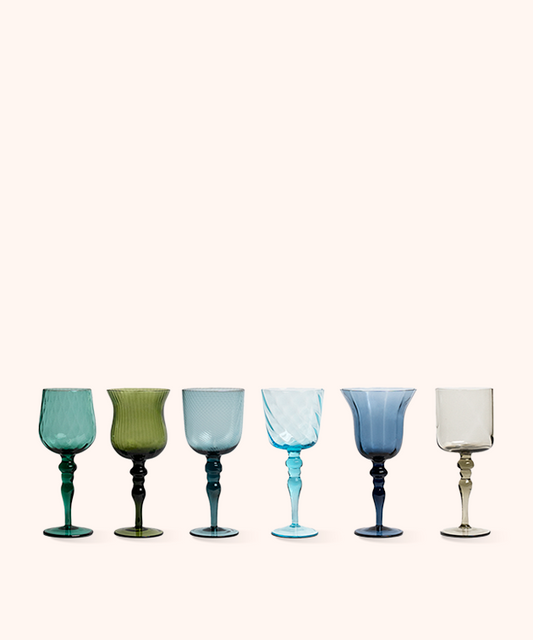 Set 6 Calici Vino Texture Nuance Blu/Verde