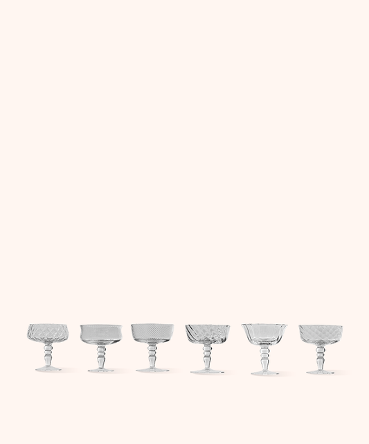 Set 6 Coppette Champagne Texture Trasparente