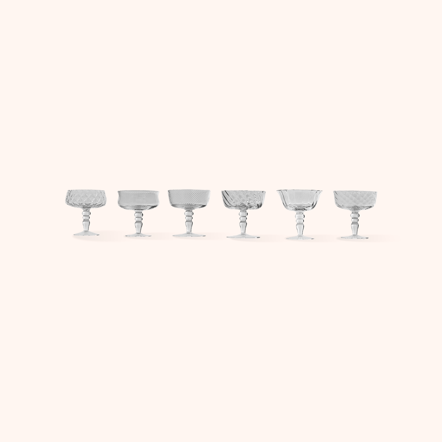 Set 6 Coppette Champagne Texture Trasparente