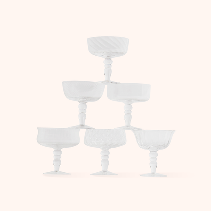 Set 6 Coppette Champagne Texture Trasparente