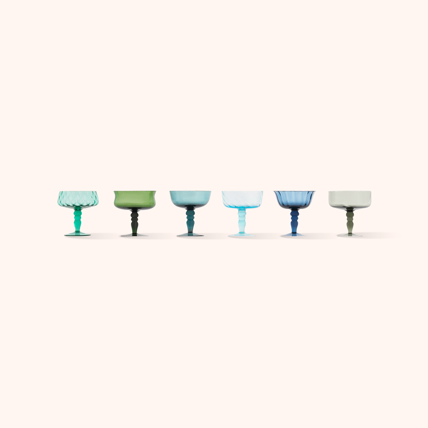 Set 6 Coppette Champagne Texture Nuance Blu/Verde
