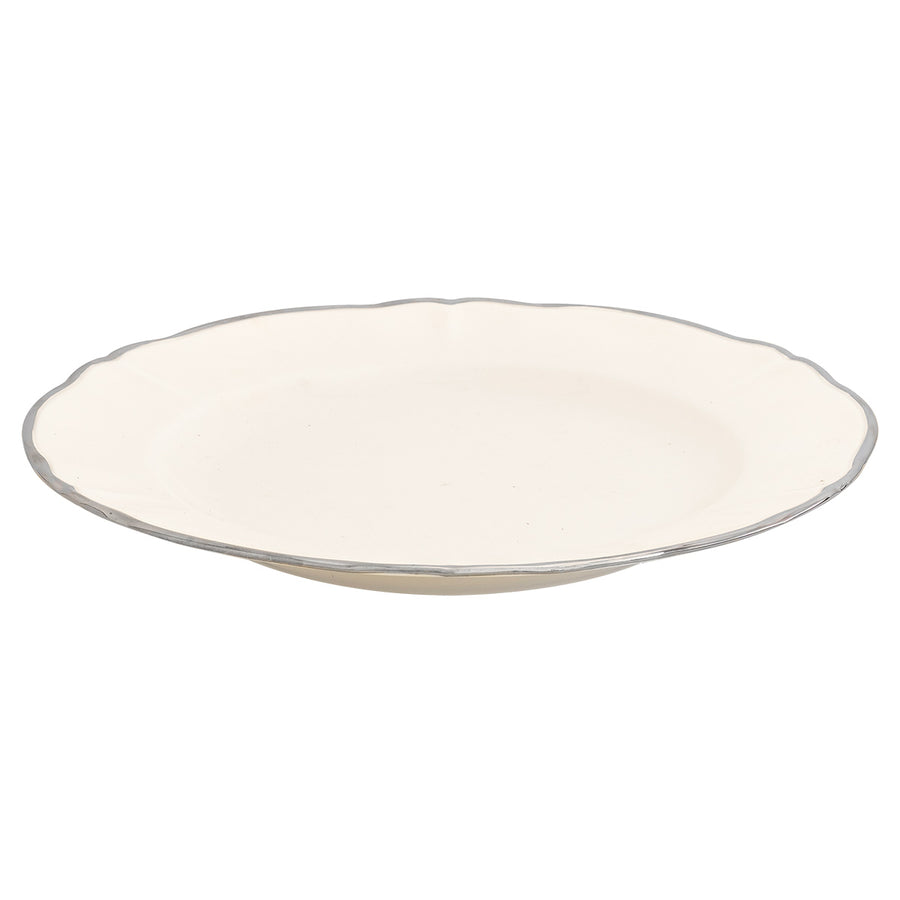 Ivory Round Platter Platinum Rim