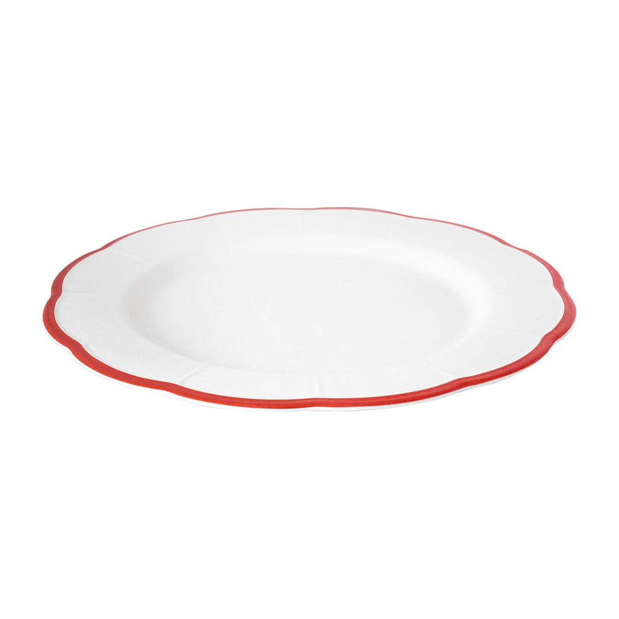 Dinner Plate red scalloped rim