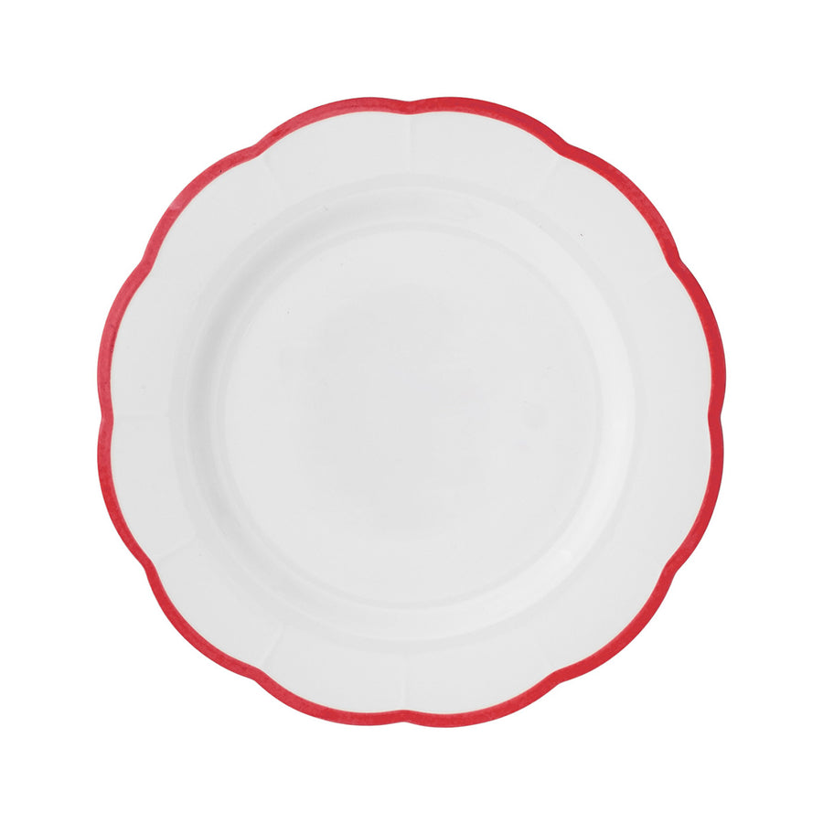Dinner Plate red scalloped rim