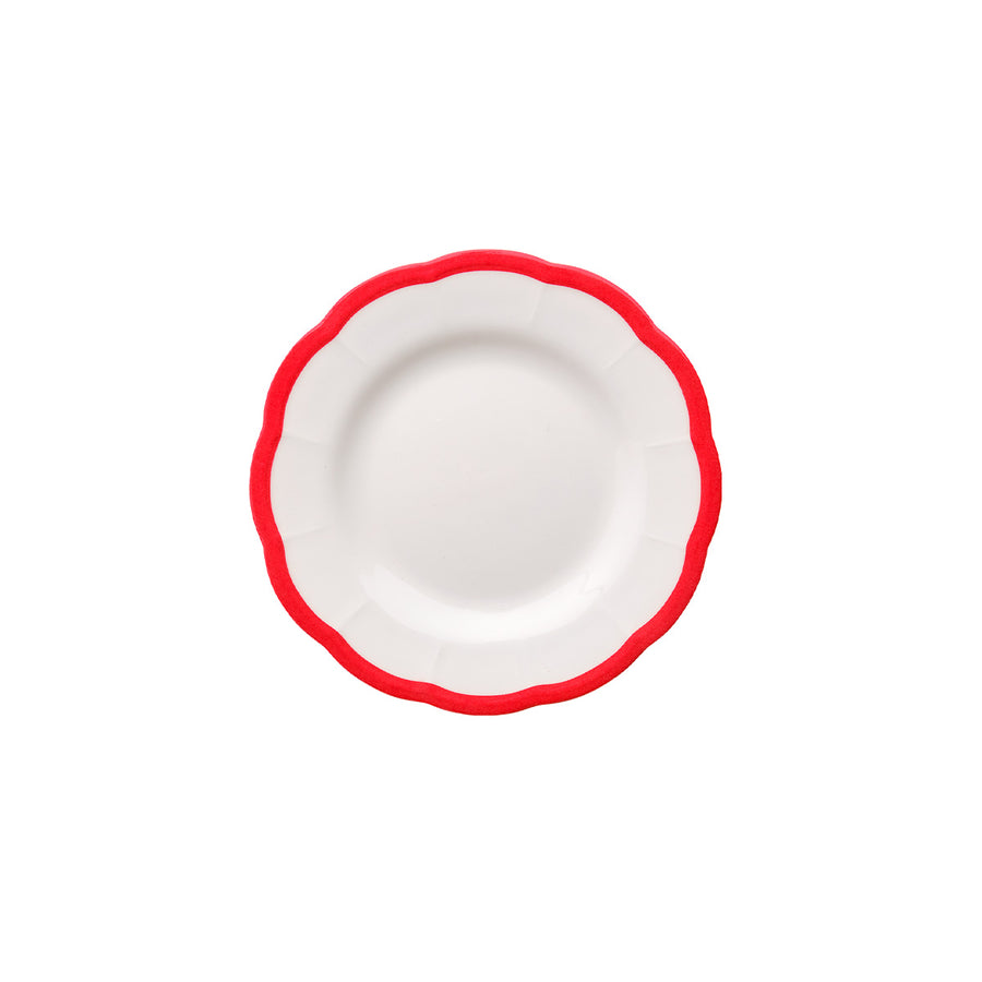 Red Scalloped Edge Bread Plate