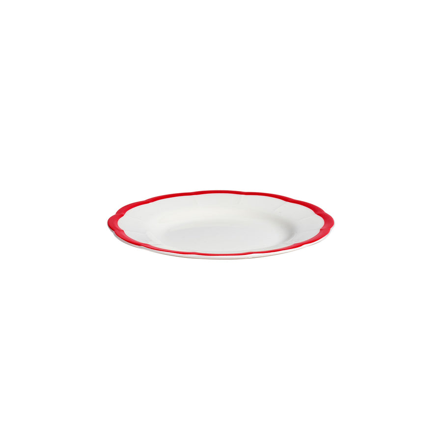 Red Scalloped Edge Bread Plate